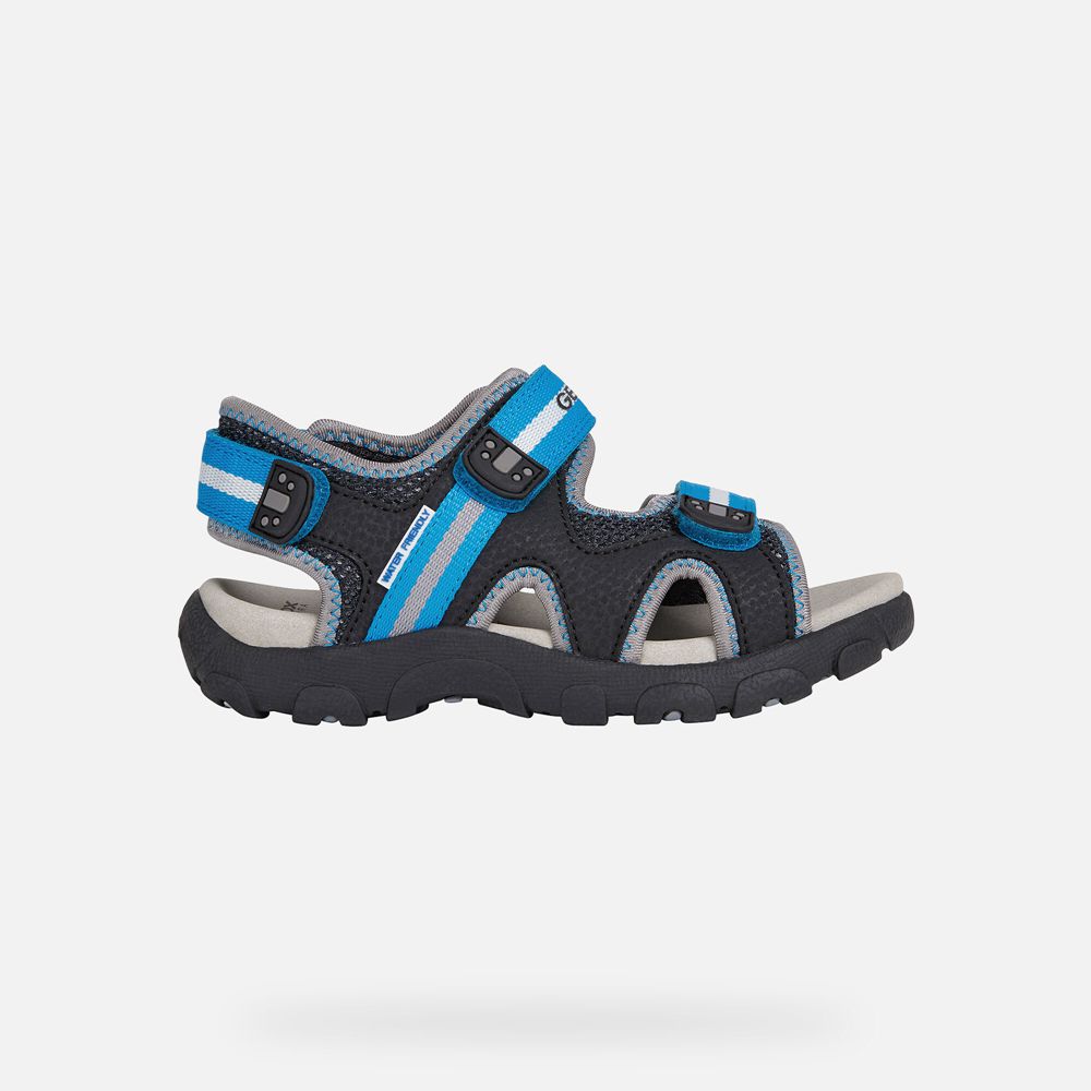 Geox Sandals Black/Blue Strada - Geox Boys Shoes - FHAGNZ425